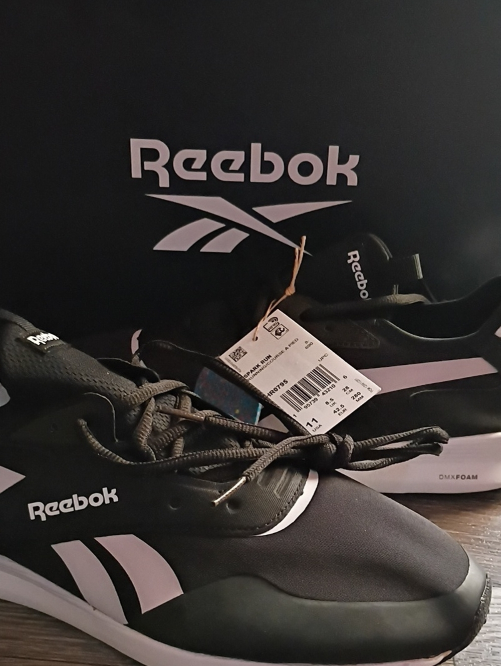 Reebok Men’s Black Athletic Sneakers with Light Pink Accents